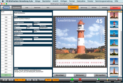GS Briefmarken-Verwaltung 4 plus für Mac