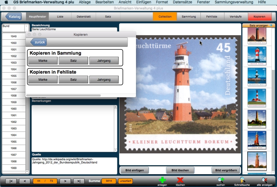 GS Briefmarken-Verwaltung 4 plus für Mac