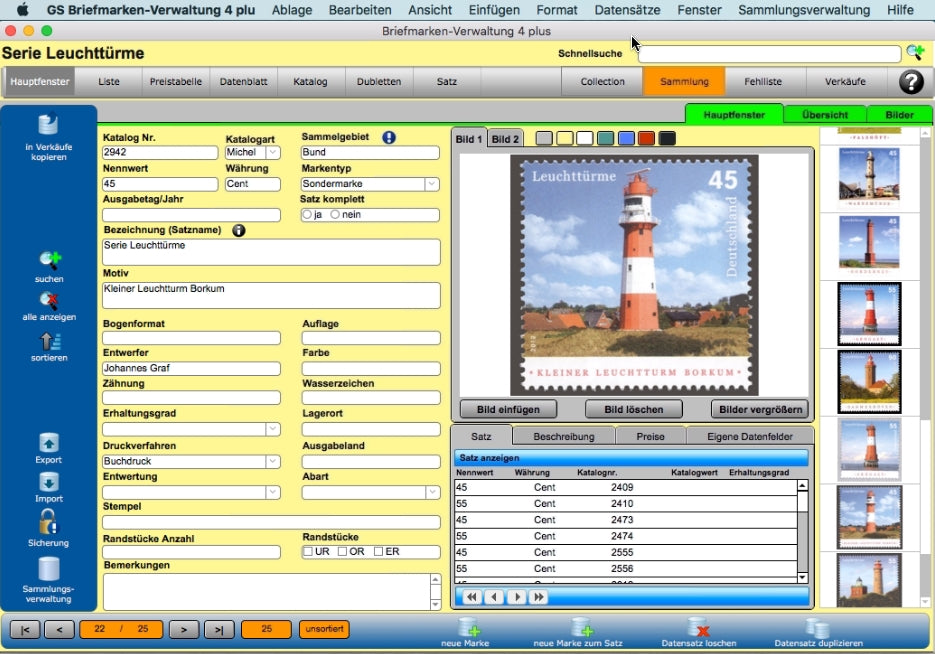 GS Briefmarken-Verwaltung 4 plus für Mac