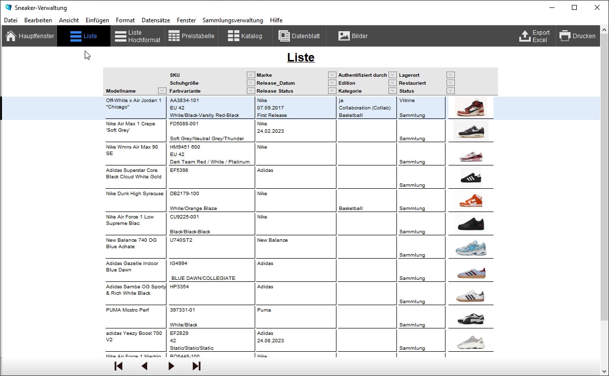 GS Sneaker-Verwaltung