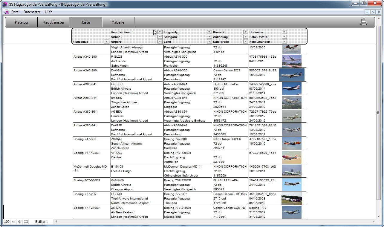 GS Flugzeugbilder-Verwaltung