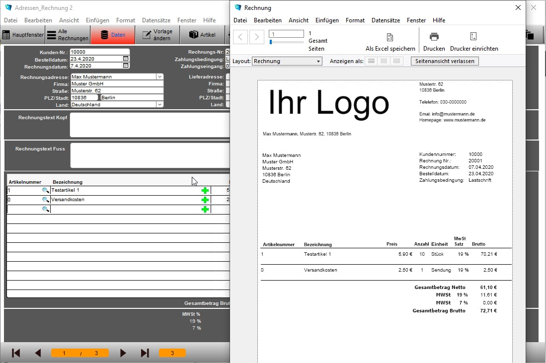 DIGes Adressen + Rechnung 2