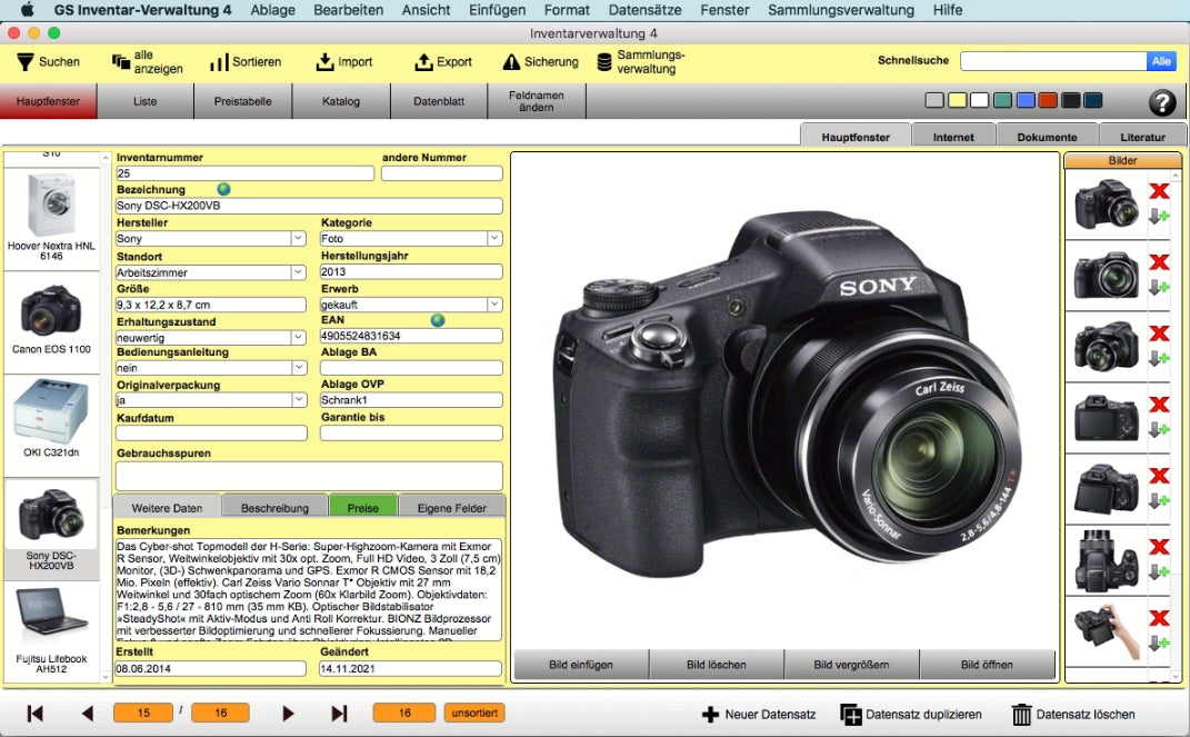GS Inventarverwaltung 4 Mac
