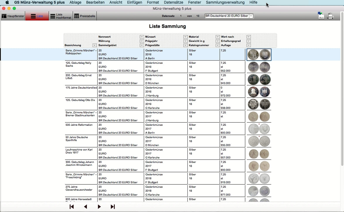 GS Münz-Verwaltung 5 plus für Mac