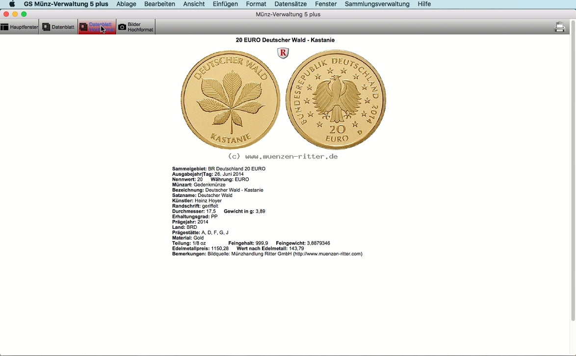 GS Münz-Verwaltung 5 plus für Mac