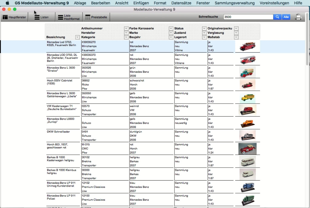 GS Modellauto-Verwaltung 9 für Mac