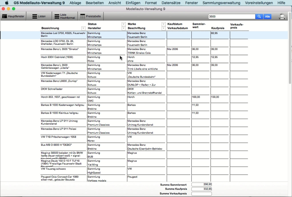 GS Modellauto-Verwaltung 9 für Mac