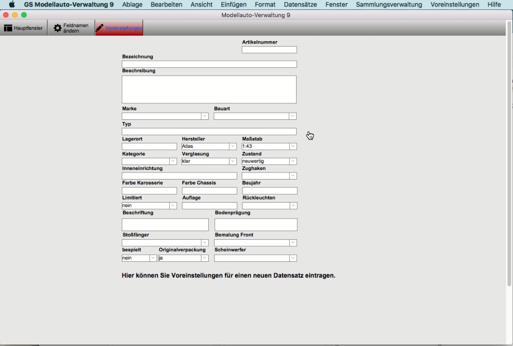 GS Modellauto-Verwaltung 9 für Mac
